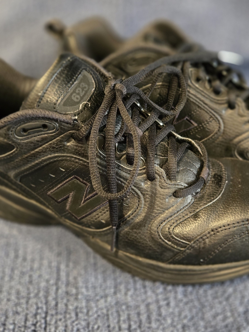 New Balance Kids Black Leather Sneakers